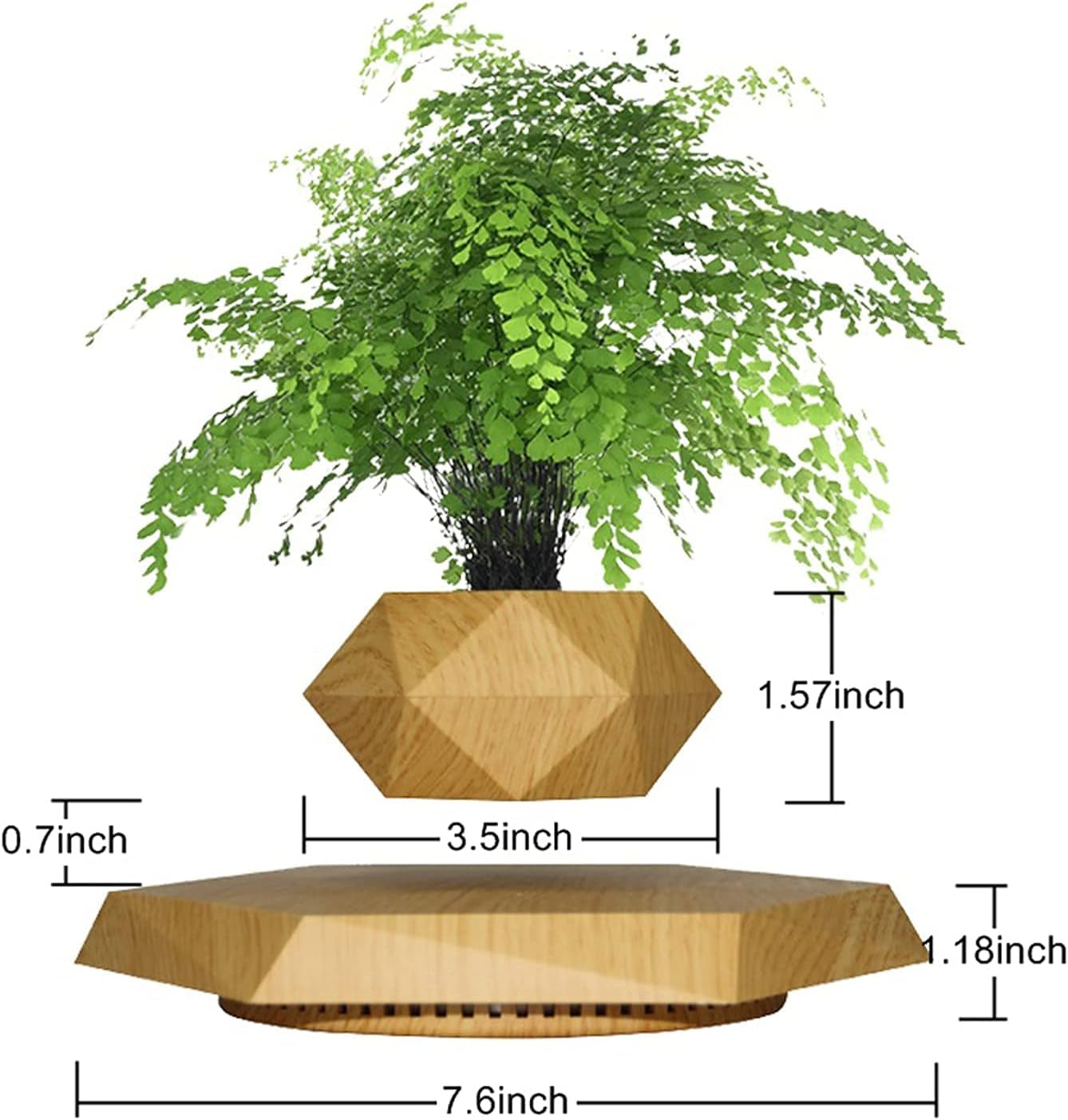 Levitation Air Bonsai Pot, Magnetic Levitating Mini Rotating Flower Pot Planters Suspension Floating Succulents Pot Sky-Garden Plant Potted for Home Living Room Office Desk Decoration(Wood Color)