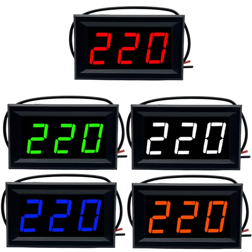 AC 70-500V 0.56" LED Digital Voltmeter Voltage Meter Volt Instrument Tool 2 Wires Red Green Blue Display 110V 220V DIY 0.56 Inch